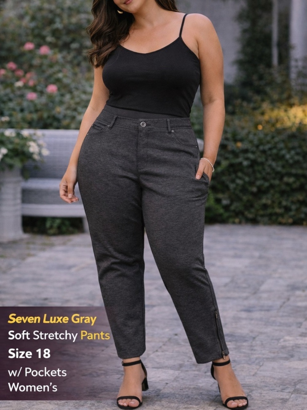 Seven luxe Gray soft stretchy gray pants size 18 with pockets